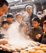 街头摊位师傅制作售卖月饼11462#横屏 