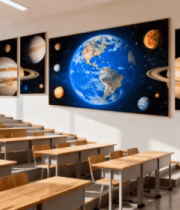 教室行星挂画全景素材6356#横屏 