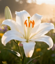 阳光下绽放的白色百合花(1)11999#横屏 