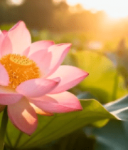 阳光下绽放的粉色荷花素材2181#横屏 