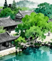 江南水乡中式园林景观12970#横屏 