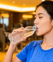 	 健身房女性手持水瓶休息959#横屏 