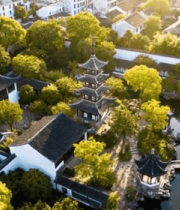 江南水乡古建筑航拍4812#横屏 