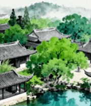 江南水乡中式古建筑景观13070#横屏 