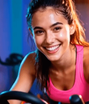 健身房女性骑动感单车10249#横屏 