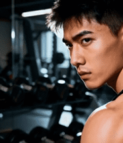 健身房男性健身特写13889#横屏 