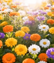 阳光下多彩花卉特写4759#横屏 