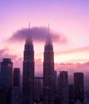 	 吉隆坡双子塔日落城市景观7189#横屏 