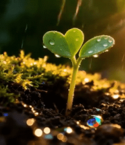 阳光下带水珠的嫩绿幼苗8980#横屏 