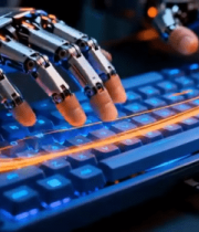 	 机械手臂敲击键盘场景13964#横屏 