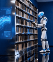 机器人在图书馆检索书籍699#横屏 