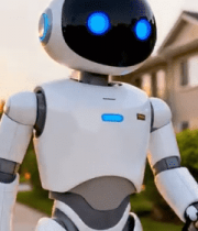 机器人与狗在户外小道同行13120#横屏 