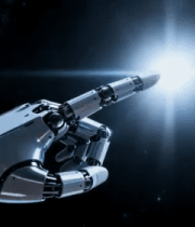 机器人手指指向发光点9417#横屏 