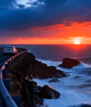 沿海公路日落行车景象5919#横屏 