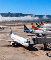 机场停机坪多架客机画面6128#横屏 