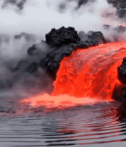 	 火山熔岩流入水中场景4275#横屏 