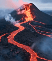 火山熔岩流淌景象4971#横屏 