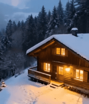 雪夜山林中的木屋4133#横屏 