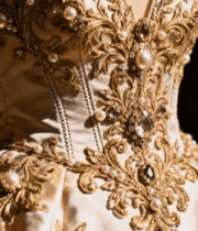 华丽装饰的新娘婚纱特写8762#横屏 