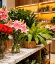 花店室内多彩鲜花陈列9672#横屏 