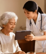 护士教老人使用平板电脑521#横屏 