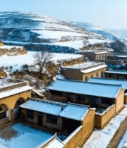 黄土高原雪后村庄俯瞰1410#横屏 