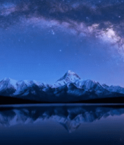 雪山星空湖面夜景素材1167#横屏 