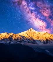 雪山星空夜景52#横屏 