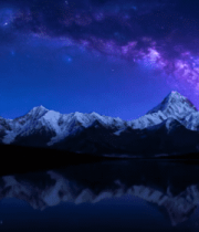 雪山星空湖面倒影素材5589#横屏 