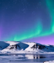 雪山夜空下的极光景观2285#横屏 