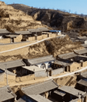 黄土高原农村村落全景10474#横屏 