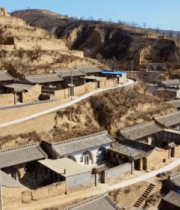 黄土高原农村村落全景10474#横屏 