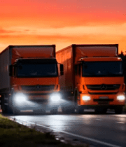 黄昏公路上的货运卡车9314#横屏 