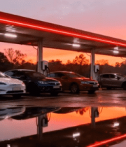 黄昏下的汽车充电桩场景12518#横屏 