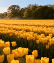 黄色郁金香花田全景13776#横屏 