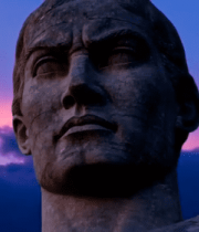 黄昏下的人物雕像特写1182#横屏 