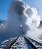 雪山铁路蒸汽喷发景象13308#横屏 