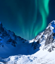 雪山上空的极光景象11417#横屏 