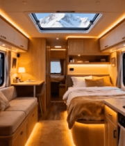 雪山景观下的房车内部全景3167#横屏 