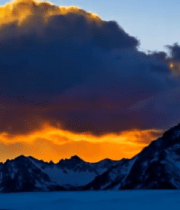 雪山日落壮丽景观953#横屏 