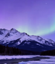 雪山极光夜景4837#横屏 