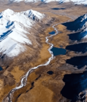 雪山山脉河流航拍全景4269#横屏 