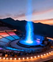 户外舞台喷泉夜景素材8961#横屏 