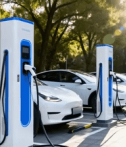 户外停车场电动汽车充电桩2375#横屏 