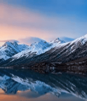 雪山湖泊日落自然风光(2)8202#横屏 