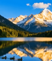 雪山湖泊森林自然风光710#横屏 