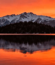 雪山湖泊日落自然风光(3)11452#横屏 