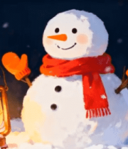 雪人与油灯节日场景10965#横屏 
