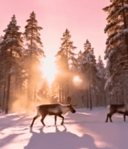 雪林里行走的驯鹿1248#横屏 