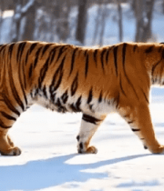 雪地中行走的老虎(2)9362#横屏 